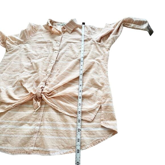 Maurices Peach Striped Tie Front Button Down Shirt size XL - Picture 4 of 7